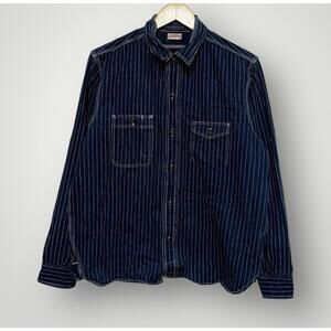 Vintage 60s 70s The Real McCoy’s Double Diamond Wabash Striped Work Shirt Sz L